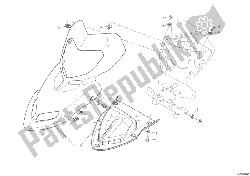 Alle onderdelen voor de Motorkap van de Ducati Hypermotard 1100 EVO 2012